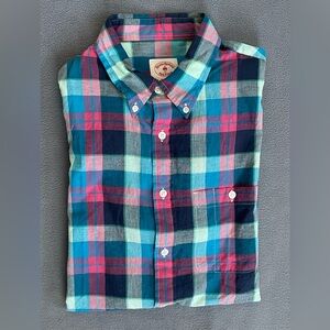 Mens brooks brothers plaid short sleeve sz lrg red fleece